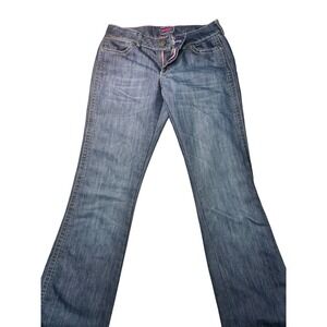 Wrangler Women's Jeans Size 9/10 x 34 Bootcut Pink Stitch Mid Rise